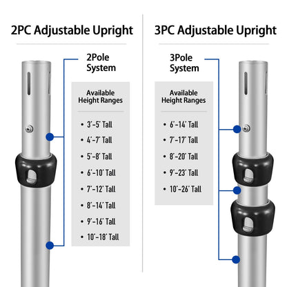 Hecis Pipe and Drape Adjustable Uprights, 8-20ft Upright for Pipe Frame, Backdrop Stand & Curtain Stand & Background Stand -3 Pack