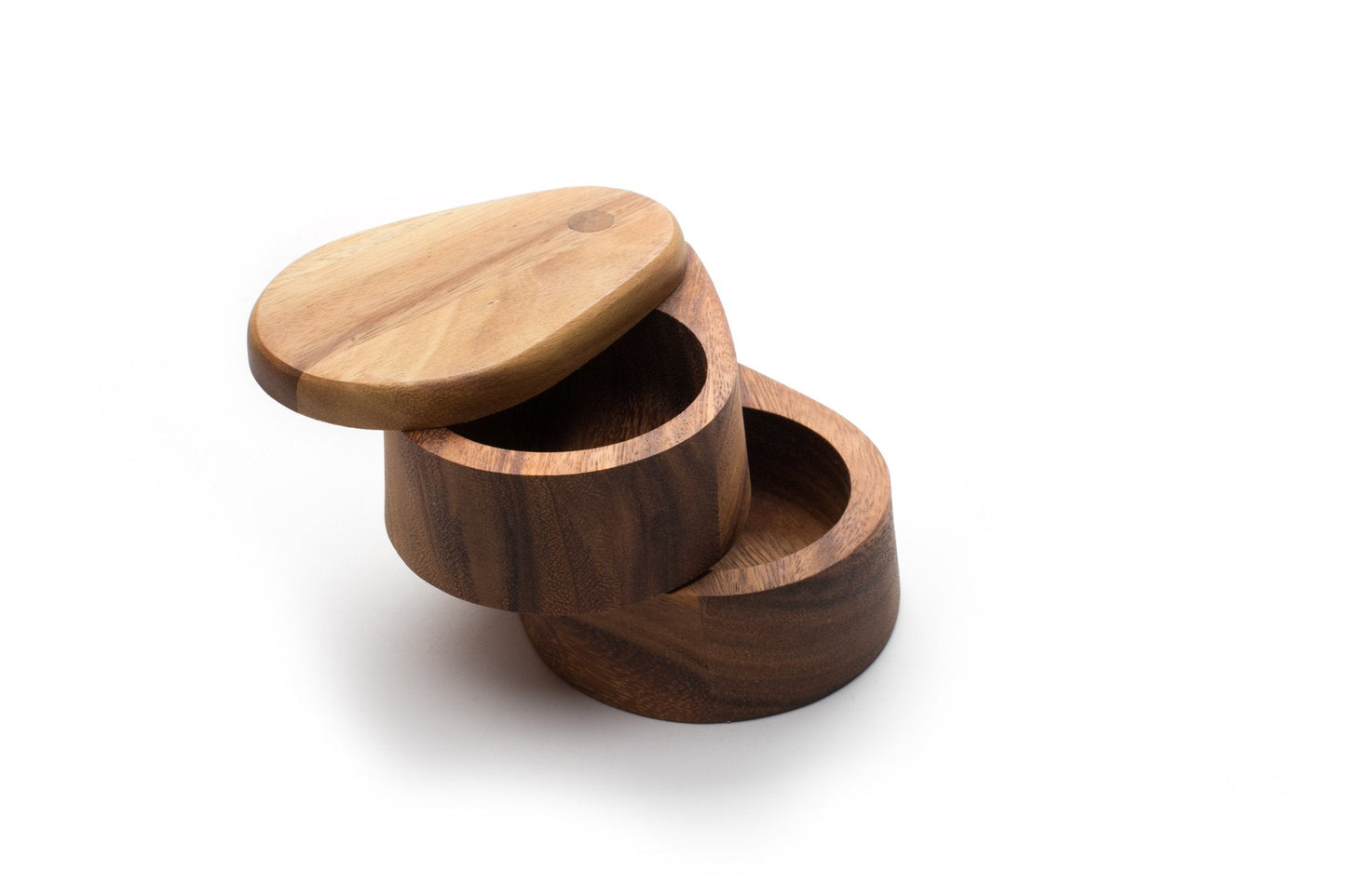 Ironwood Gourmet Double Layer Swivel Salt Cellar Box, Acacia Wood