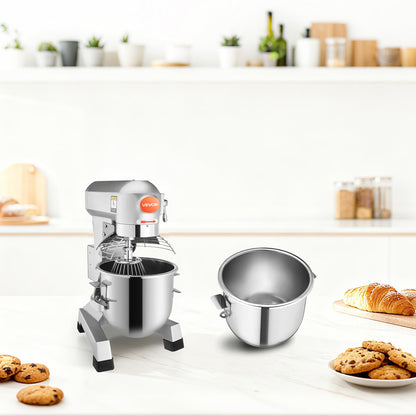Happybuy 30Qt Commercial Food Mixer with Timing Function， Commercial Mixer 1250W Stainless Steel Bowl Heavy Duty Electric Food Mixer Commercial with 3 Speeds Adjustable, Perfect for Bakery Pizzeria