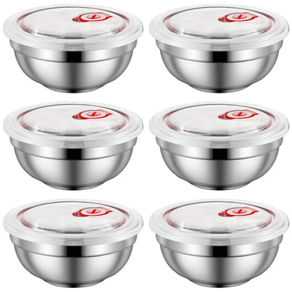 Ceiteo 28 Oz Stainless Steel Large Bowls Set of 6, Metal Double-walled Insulated Noodle Soup Bowls with Lids for Adult, Dishwasher Safe and Unbreakable
