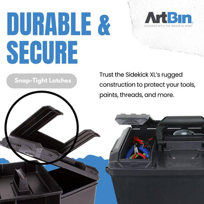 ArtBin 6917AB Sidekick XL Carrying Case, Portable Art & Craft Organizer with Handle, [1] Plastic Storage Case, Black