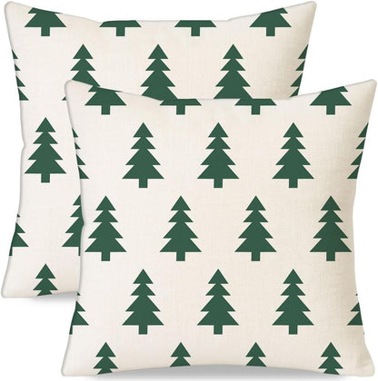 18x18 Set 2, Christmas Pillow Covers of Modern Farmhouse Xmas Holiday Throw Pillow Cases Decoration for Sofa Couch