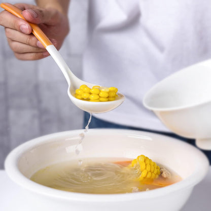 Ceramics Ladle Spoon Set of 2, Large Soup Ladle with Skimmer Slotted Spoons for Cooking and Serving