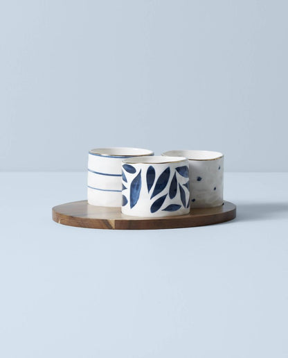 Lenox Blue Bay 4-Piece Snack Bowl & Tray Set, 2.10 LB