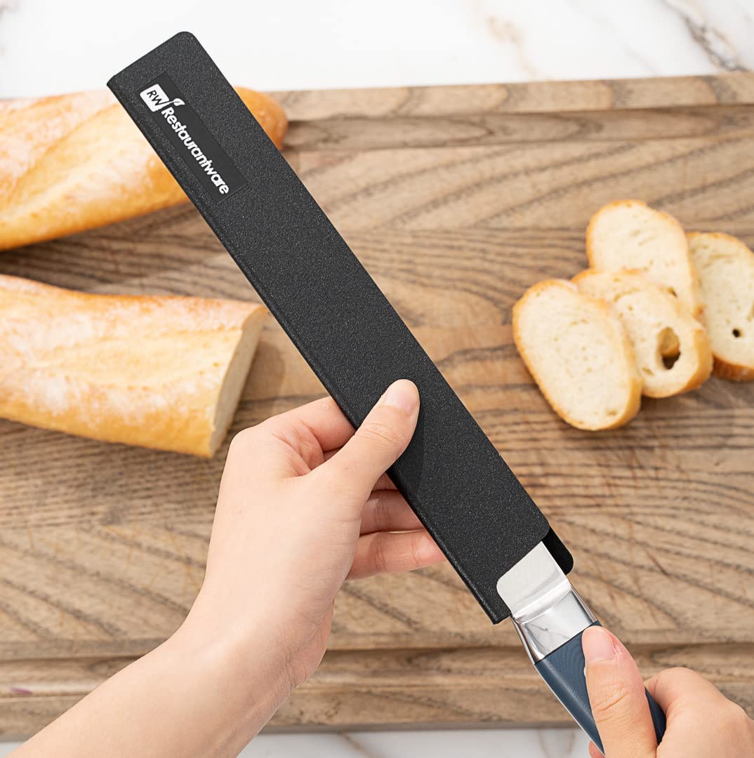 Restaurantware-Sensei 10 x 1.5 Inch Knife Sleeve, 1 Knife Protector - Fits Bread Knife, Felt Lining, Black Plastic Knife Blade Guard, Durable, Cut-Proof