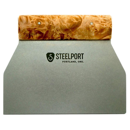 Steelport Bench Scraper | USA Made Dual Edge Stainless Steel Dough Cutter | 18-Gauge Steel Blade, Tapered Maple Burl Handle | Kitchen Gadgets for Bakers, Professionals, Home Cooks | Gift for Bakers