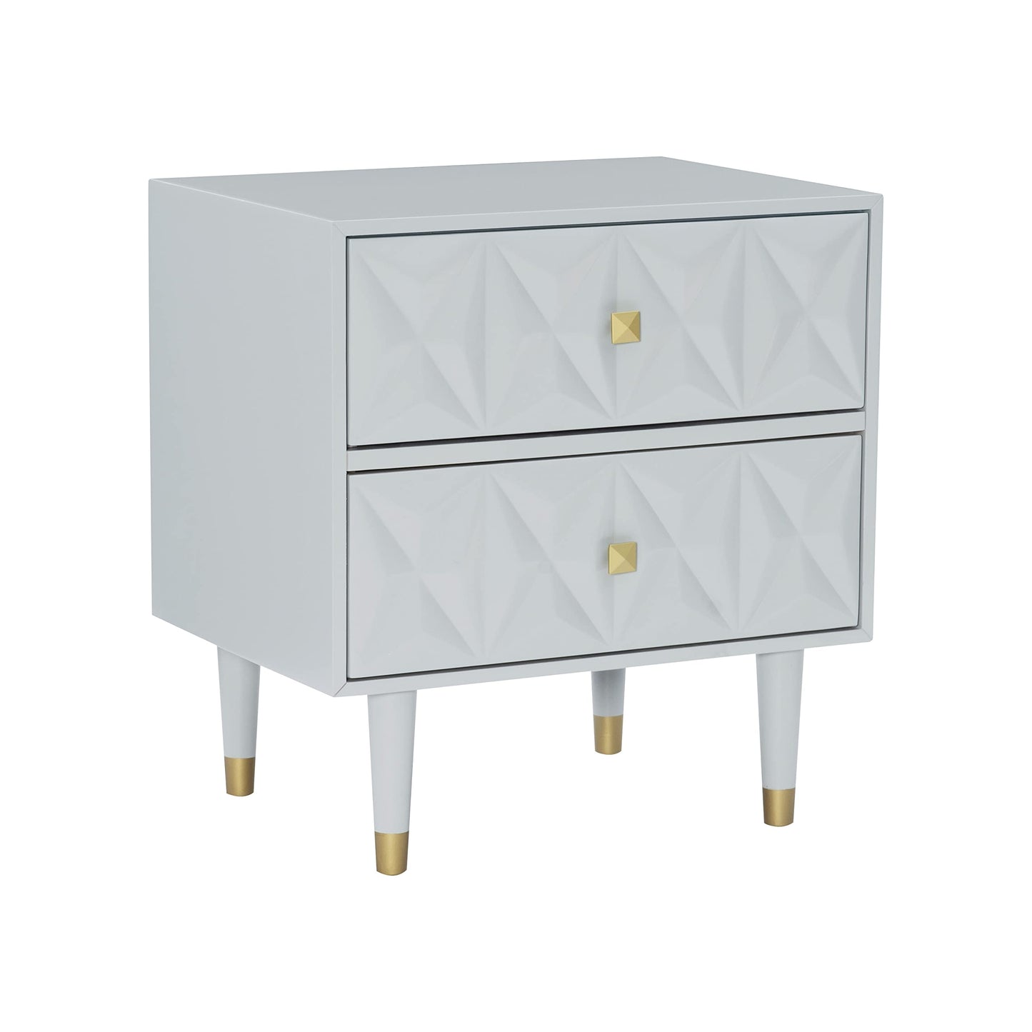 Linon Sheerah Grey Two Drawer Geo Texture Nightstand