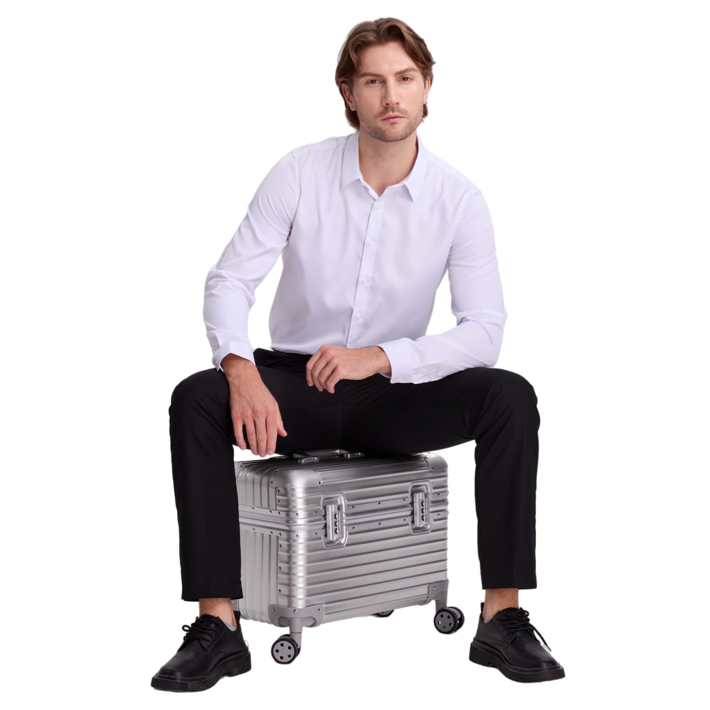 Perle Path Full Aluminum Camera Carry-On Luggage DSLR Shockproof TSA lock Photography Gear Case with Removable Dividers & 360° detachable Wheels Luggage Rolling camera bag Camera storage case (silver)