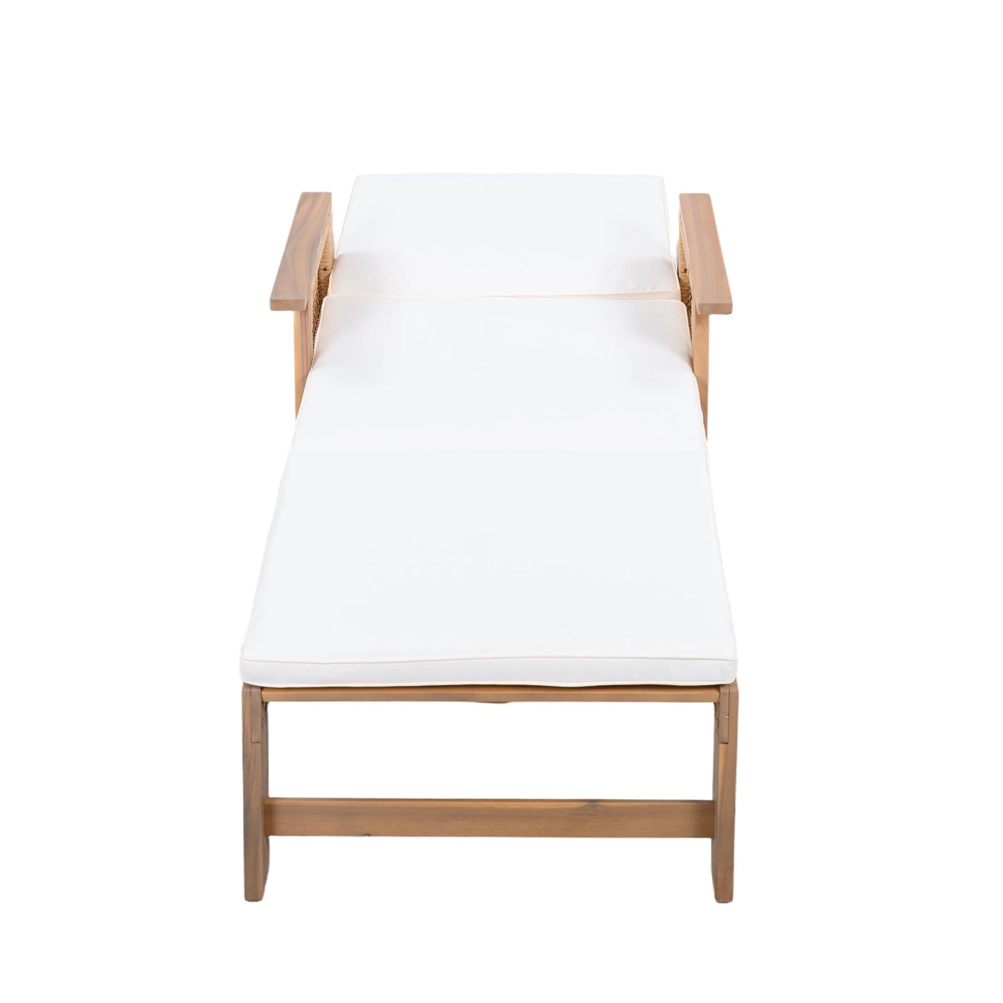 Christopher Knight Home Revia Chaise Lounge Outdoor with Wheel and Armrests, Acacia Wood Patio Chaise Lounge with Cushion, Adjustable Backrest Poolside Sun Lounger, Sunbathing Chair, Teak+Light Beige