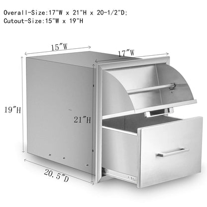 yuxiangBBQ Stainless Steel Paper Towel Holder Double Drawer 17W21H21D Works with Your Grilling or Prep Zones for Easy & Quick Cleanup