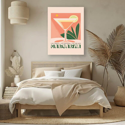 Margarita Boho Cocktail Poster: MIX & MATCH Bar Cart Decor with Cocktail Recipes Wall Art Canvas Print