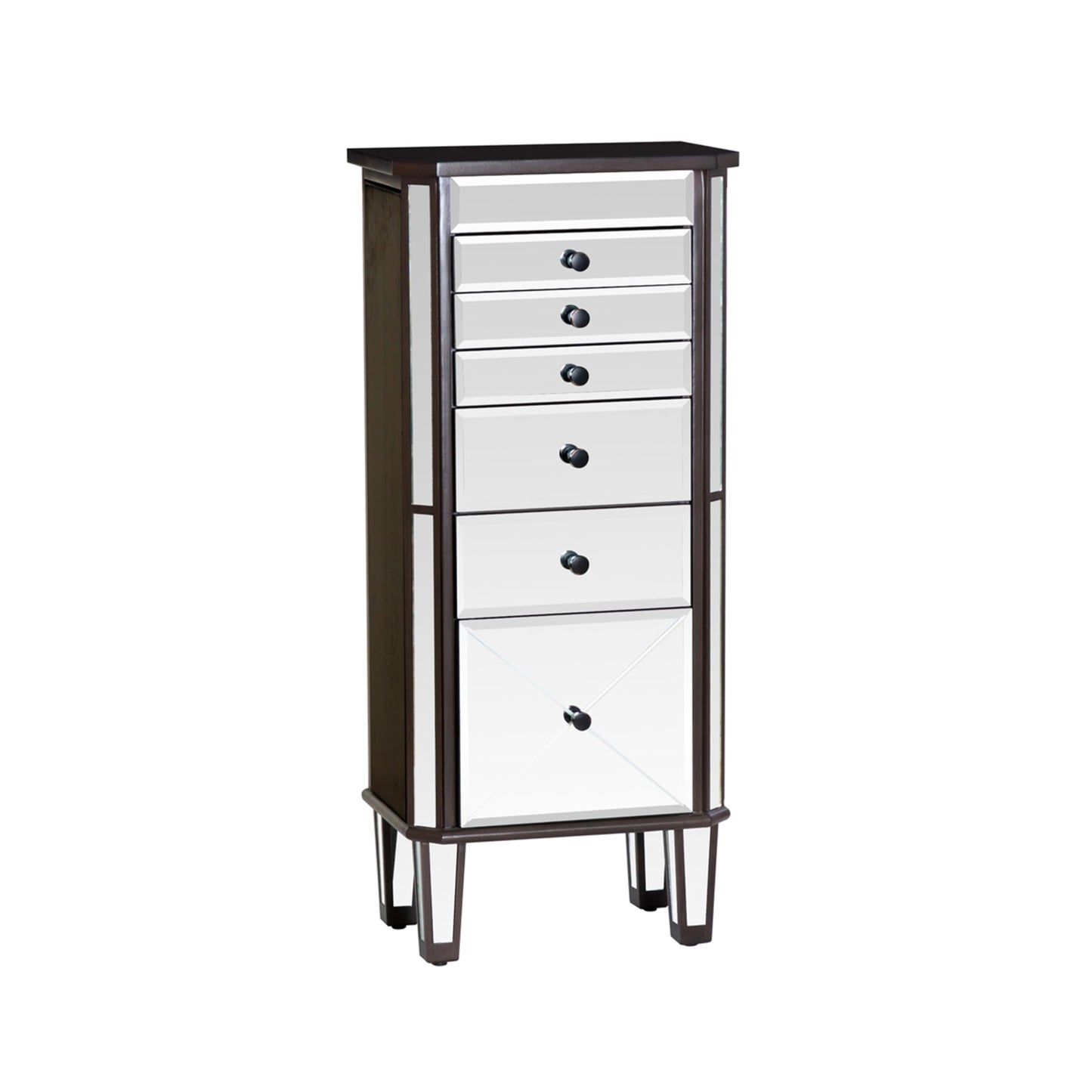 Powell Elsie Dark Espresso Wooden Jewelry Armoire with Mirrored Front