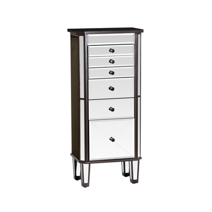 Powell Elsie Dark Espresso Wooden Jewelry Armoire with Mirrored Front