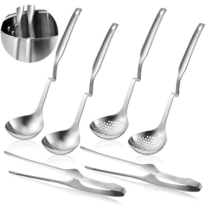 6 PCS Hot Pot Tongs and Spoons, Hotpot Utensil Kit Shabu Shabu Pot, Long-handled Holed Kitchen Utensils, Suitable for Kitchen Cooking, Barbecuing and Hot Pot