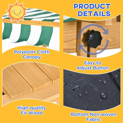 CARLIÉ Kids Wooden Sandbox with Cover for Backyard Garden,Sand Box with Adjustable Canopy,Kids Outdoor Play Equipment Sand Protection Bottom Liner