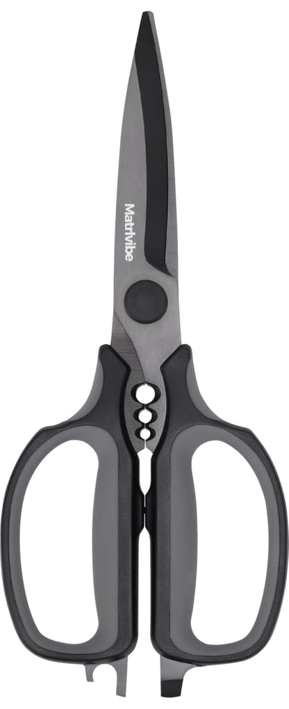 MATRLVIBE Heavy Duty Kitchen Shears, All Purpose Herb and Kitchen Scissors for food,Japanese 420J2 Stainless Steel,Titanium Coated, Detachable Blades and Soft TPR Handle,Dishwasher Safe