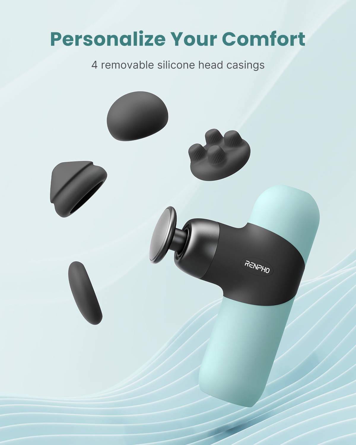 RENPHO Mini Thermal Massage Gun with Heat, Portable Deep Tissue Percussion Massager, Color Silicone Sleeves Travel Size with Carry Case, Grey