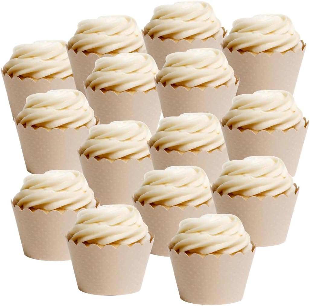 Dress My Cupcake Standard Ivory Beige Cupcake Wrappers, Set of 50