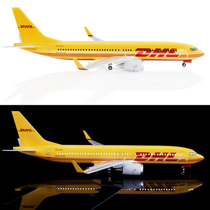 24-Hours 18” 1:80 Scale Model Jet DHL Airplane B737 Model Planes Display Model Airplane Diecast Airplanes Model Kits for Adults with LED Light(Touch or Sound Control) (DHL 737)