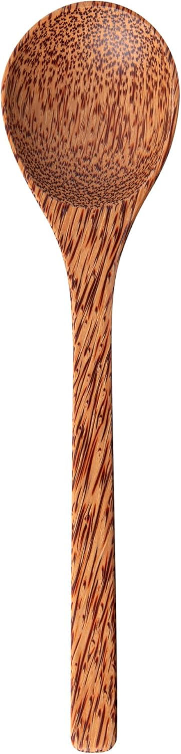Restaurantware Coco Casa 10.8 Inch Handmade Serving Spoon - 1 Greaseproof Coconut Spoon, Sustainable Brown Flatware
