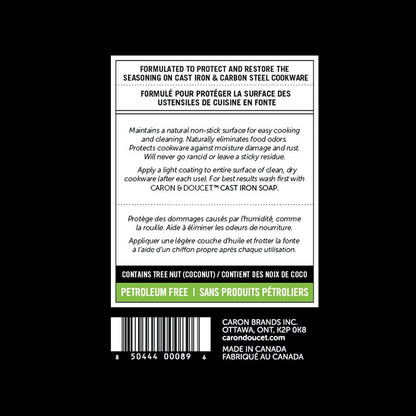 CARON & DOUCET - Cast Iron Cleaning & Conditioning Set: Seasoning Oil & Cleaning Soap | 100% Plant-Based | Best for Washing, Restoring & Seasoning Cast Iron Skillets, Pans & Grills! 8oz Each