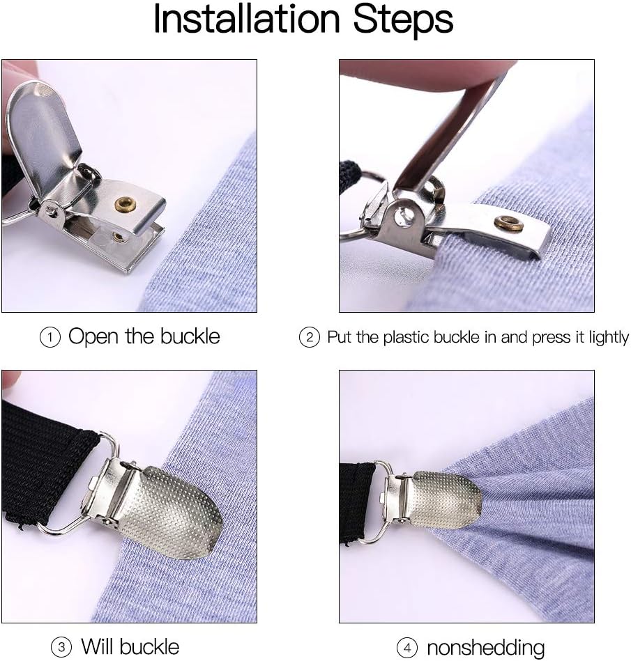 Adjustable Bed Sheet Clips, Heavy Duty Sheet Fasteners Holder Straps for Mattress, Sofa, Couch, Recliner