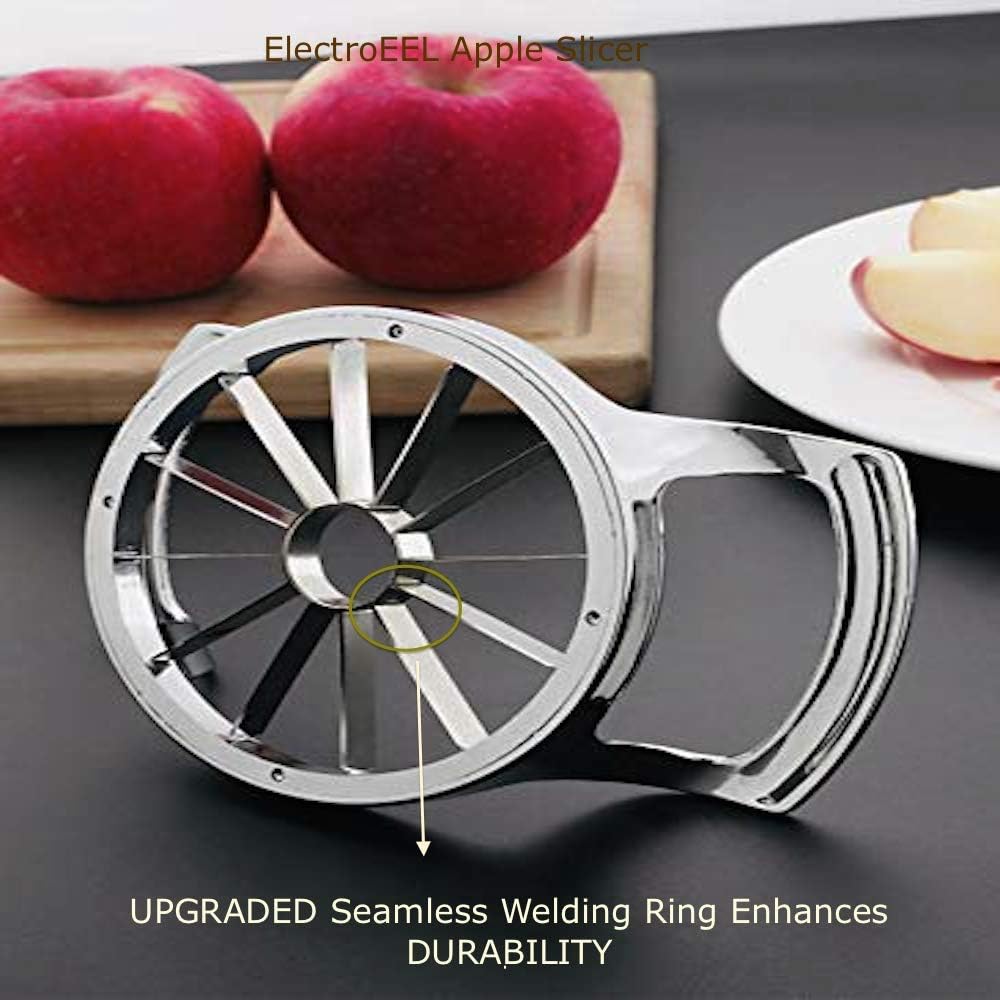 ELECTROEEL Premium Apple Slicer, Upgraded 12-Blade Extra Large Stainless Steel Cutter, Corer, Peeler for 4 Inch Apples