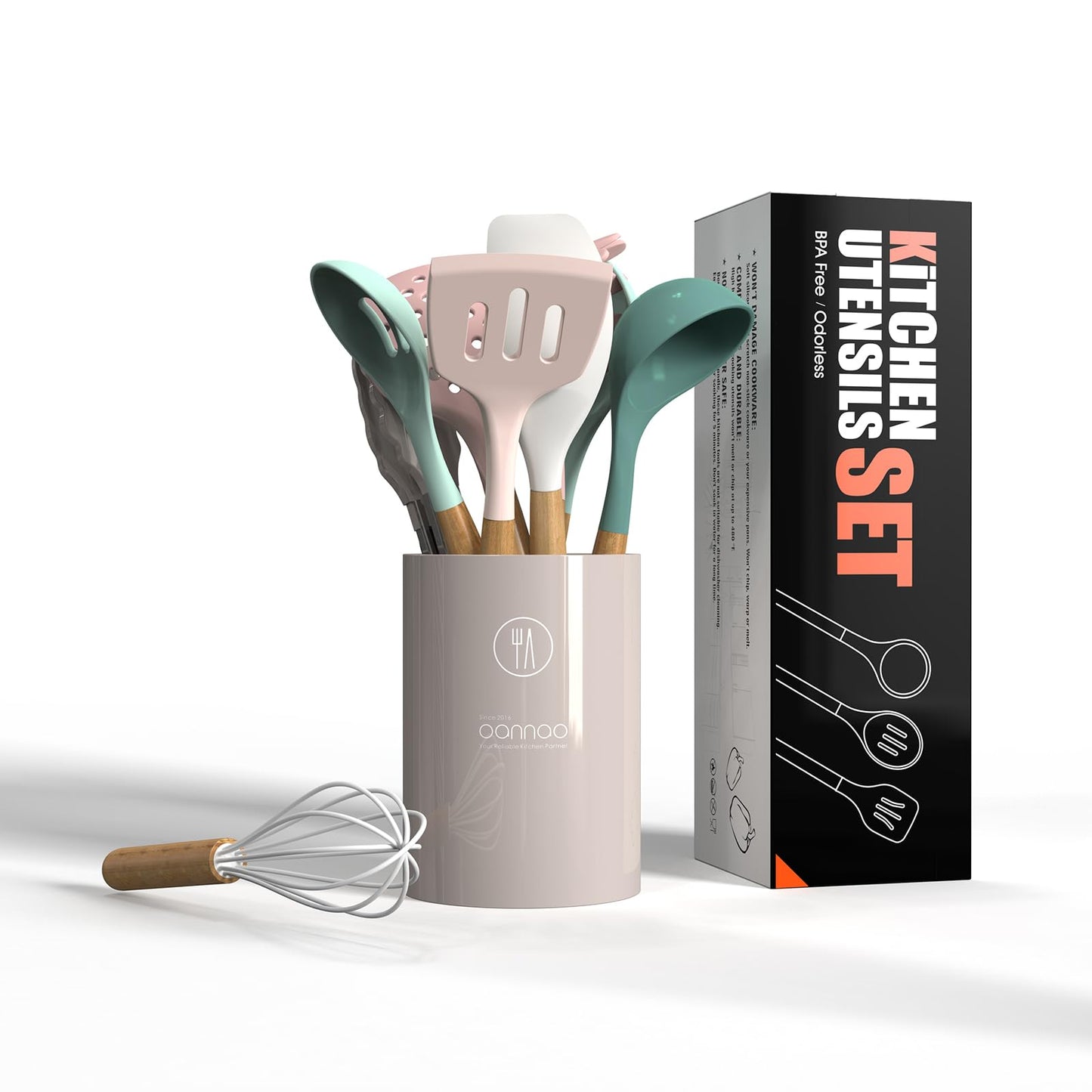 Silicone Cooking Utensils Kitchen Utensil Set - 446°F Heat Resistant Silicone Kitchen Utensils Set, Spatula,Turner Tongs, Spoon, Brush, Whisk,Kitchen Gadgets for Nonstick Cookware, BPA Free (Gray)