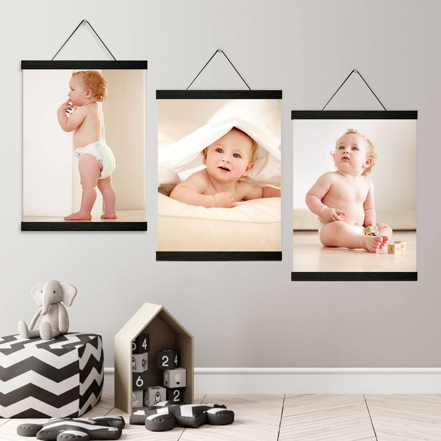 YK artwood 3 Pack Magnetic Poster Hanger Frame 16 inch Black- 16x24 16x22 16x20 Poster Frame for Wall Art Pictures Photos Prints Maps Diamond Art Painting
