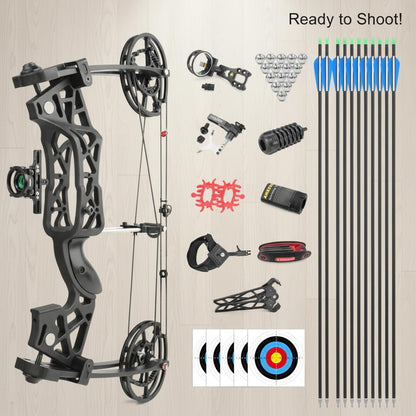 FQH Battle Falcon 40-65 Lbs Short Axle Steel Ball Compound Bow, Dual Use Hunting Archery Set for Adult Beginners Outdoor Training
