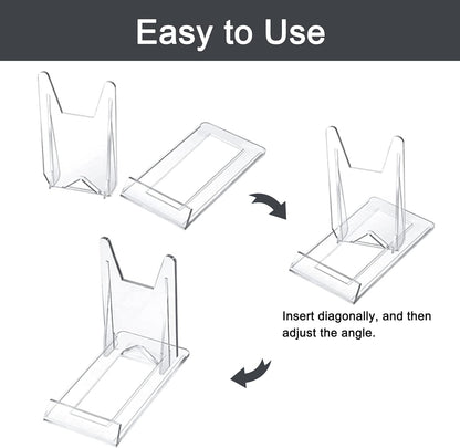 WANDIC Acrylic Plate Stands, 10 Pcs Mini Clear Plastic Display Holders Adjustable Easels for Flat Plates, Photos, Place