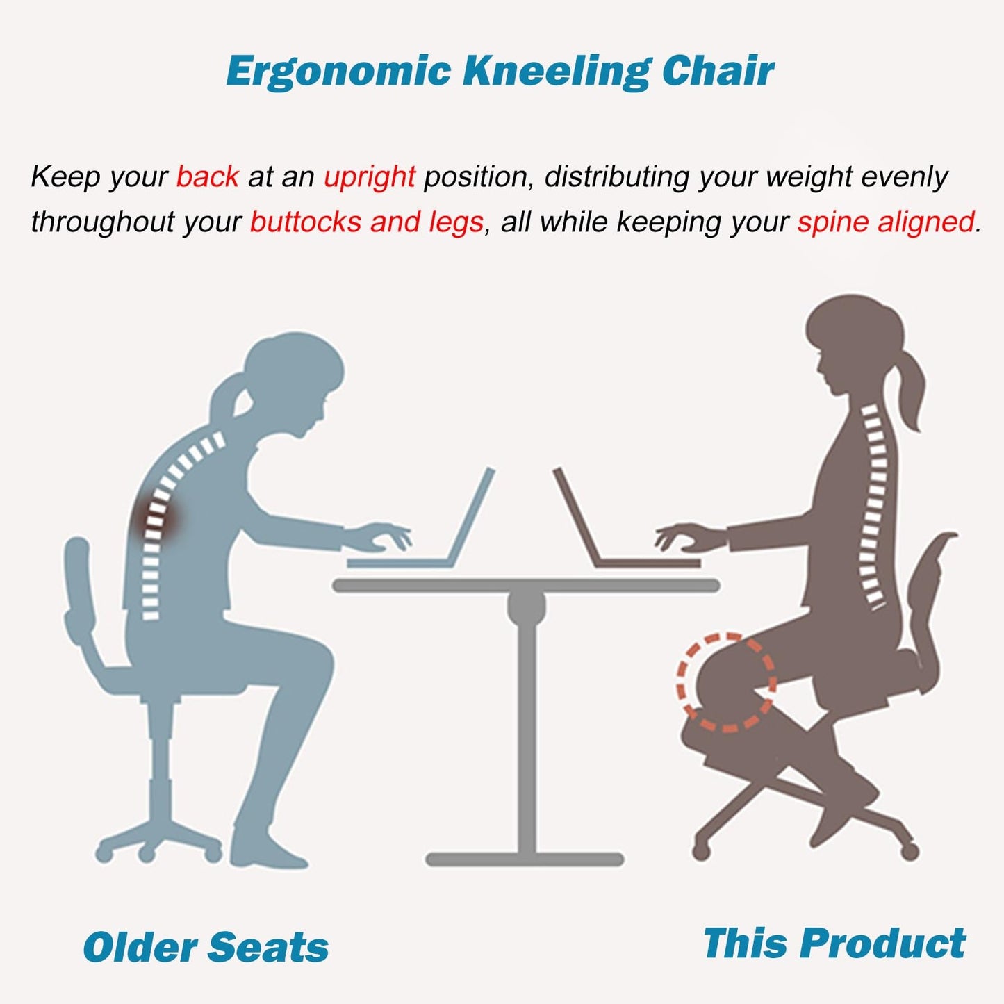 Office Chair Cross Legged Chair，Height Adjustable Ergonomic Office Chair with 360° Casters, Meditation Chair with Back, Kneeling Chair for Fitness Fanatics/Home Workers/Yoga Lovers