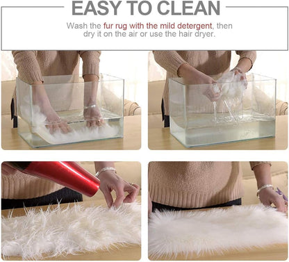 2 (1.6ft 1.6ft) Softlife Pink Faux Fur Sheepskin Chair Cover PCs Seat Cushion Pad Super Soft Area Rugs for Living