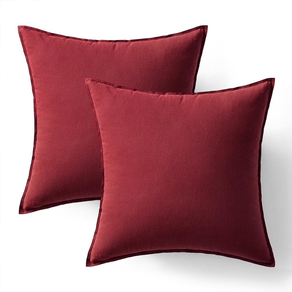 MIULEE Pack of 2 Christmas Burgundy Red Pillow Covers 22x22 Inch for Modern Farmhouse Home Decor
