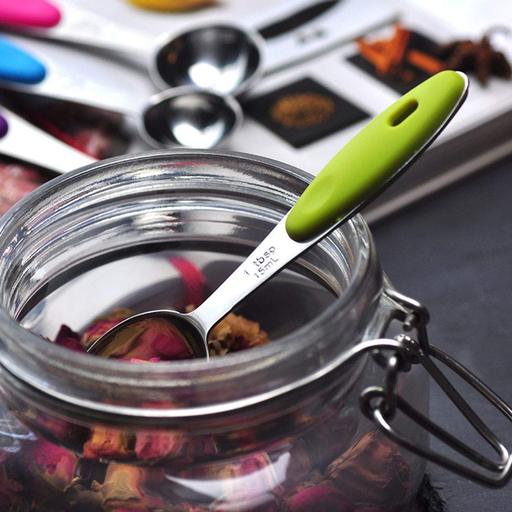 Fsdifly Stainless Steel Measuring Spoons 5 Piece Stackable Set for Cooking and Baking