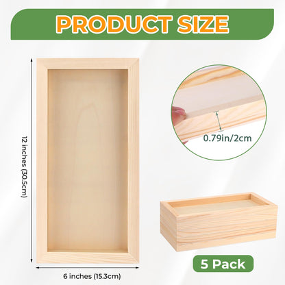 FSWCCK 5 Pack 6 x 12 inch Wood Panel Boards, Unfinished Wood Canvas Panels for Crafts, Painting Canvas, DIY Art Projects, Pouring, Arts Use with Oils, Acrylics