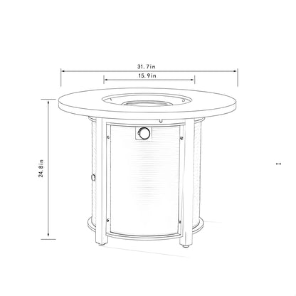 GDFStudio 32" Round Propane Fire Pit Table, 50000 BTU Outdoor Gas Heater with Steel Top & Wicker-Style Base, for Patio Deck Garden Backyard, Black