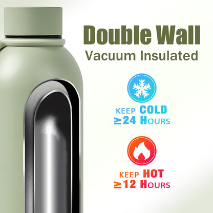 PlanetFlame Sublimation Blanks, 8 Pack 17 oz Tumblers Double-wall Insulated Stainless Steel Water Bottle Sublimation with Silicone Ring Coffee Cups, Matte LightGreen