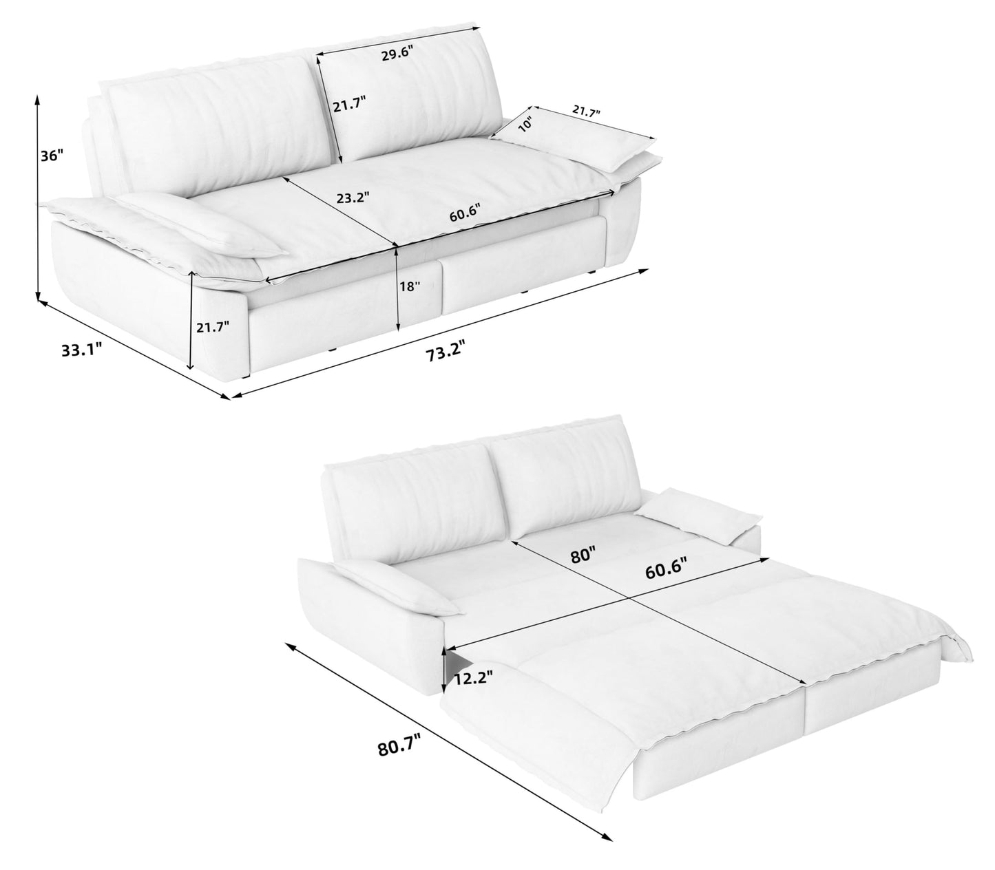 Trygoal Queen Sofa Bed, 3-in-1 Convertible Pull Out Couch, Velvet Couch with Pull Out Bed, Couch that Turns into Bed, Sleeper Sofa Bed for Living Room, Apartment, Small Space, Blue