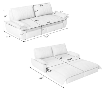 Trygoal Queen Sofa Bed, 3-in-1 Convertible Pull Out Couch, Velvet Couch with Pull Out Bed, Couch that Turns into Bed, Sleeper Sofa Bed for Living Room, Apartment, Small Space, Blue