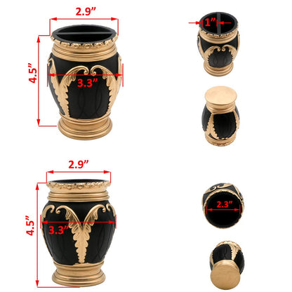LUANT 4 Pieces Bathroom Accessory Set Including Tumbler, Toothbrush Holder, Soap Dish and Soap Dispenser, Black with Gold