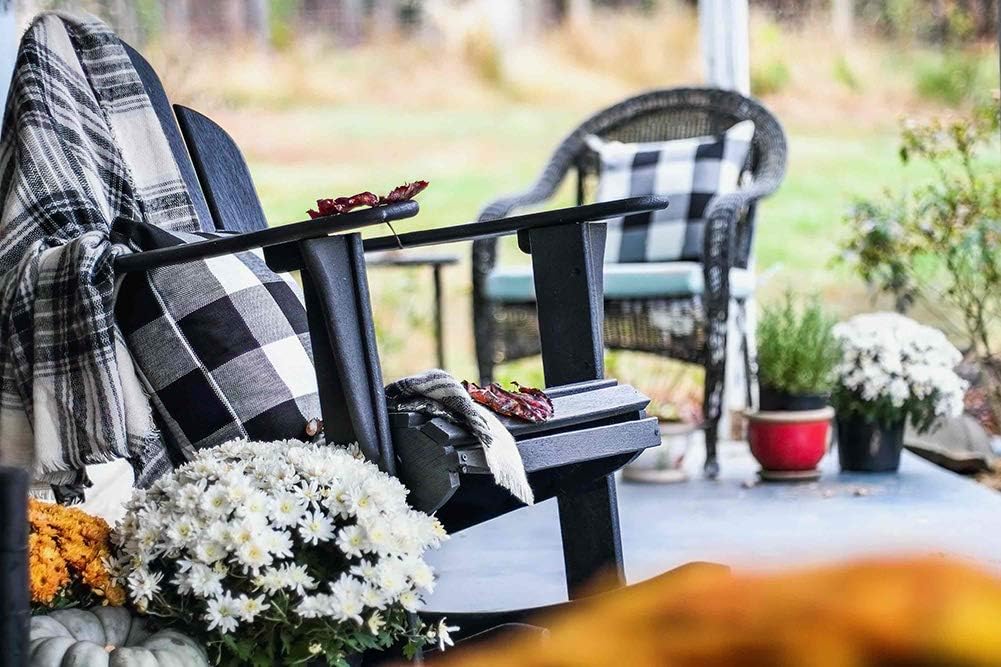 4TH Emotion Set of 2 Black and White Farmhouse Buffalo Check Plaid Throw Pillow Covers, 16 x 16 Inches