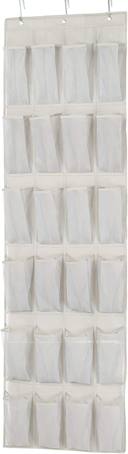 24 24 Amazon Basics Medium Mesh Pocket Over-the-Door Hanging Shoe Organizer, Space Saving Shoe Storage, Light Grey |