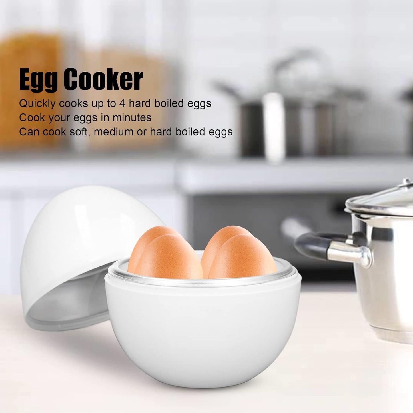 Hard Boiled Egg Cooker, 4 Eggs Capacity, Microwave Function Egg Boiler Cookware