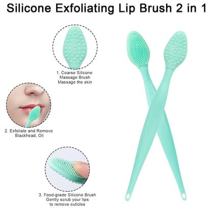 Silicone Facial Cleansing Brush 3 Pack, Beomeen 4 in 1 Handheld Face Scrubber for Deep Gentle Exfoliating, Double-Ended Face Wash Scrub Brush for Face Skincare and Massage (Green)