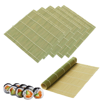 JapanBargain 3987, Set of 6 Bamboo Sushi Rolling Mats Sushi Roller Sushi Mat Sushi Maker Kit, Flat and Round Bamboo Mats, 9-1/2 Inches