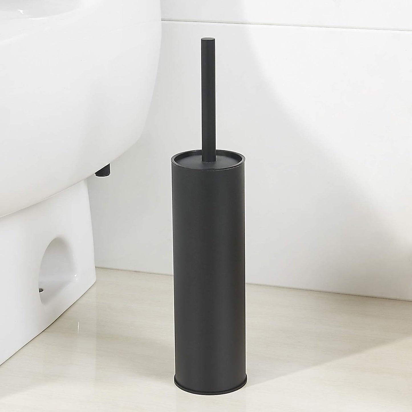2 BGL Stainless Steel Toilet Brush with Holder, Black Bristle Heads