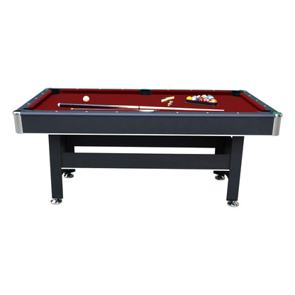 Hathaway Spartan 2-in-1 6ft Pool Table with Ping Pong Top for Game Room – With Red Felt, Engineered Wood Frame, Drop Pockets, Cues, Balls, Triangle, Chalk, Net, Paddles, Balls – Black Finish
