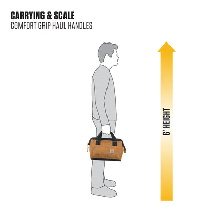 Carhartt Onsite Tool Bag, Durable Water-Resistant, Tool Storage Bag, Midweight, 13-Inch 15 Pocket, Carhartt Brown