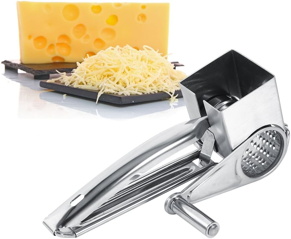 Stylish Design Kitchen Cheese Grater, Multipurpose Stainless Steel Rotary Shred Tool